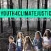 Un gruppo di sei giovani si trova di fronte a una foresta nebbiosa e bruciata. Il testo recita "#YOUTH4CLIMATEJUSTICE" e "Caso sul clima intentato contro 33 paesi". Il logo in basso a sinistra è per GLAN, Global Legal Action Network.