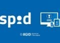 Una grafica blu con il logo SPID sulla sinistra, caratterizzata da lettere bianche minuscole che formano un disegno simile a una chiave. A destra, icone di computer, tablet e smartphone che visualizzano i profili utente tramite SPID. Sotto, logo e testo di AGID - Agenzia per l'Italia Digitale.