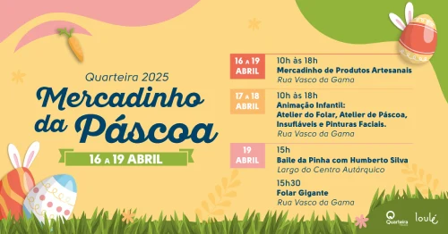 Volantino con il programma della Pasqua Portogallo tradizioni di Quarteira.