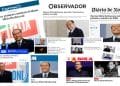Un collage di varie prime pagine di giornali e media con titoli e immagini sulla morte dell'ex primo ministro italiano Silvio Berlusconi. Il layout include loghi di pubblicazioni come "Expresso", "Observador", "Diário de Notícias", "RT P Notícias" e "A Bola tutti giornali del Portogallo