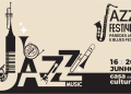 Un poster promozionale stilizzato per il Paredes Jazz Blues Fest mostra strumenti musicali come sassofono, tromba e trombone. L'evento è in programma dal 16 al 20 giugno presso la “Casa da Cultura.