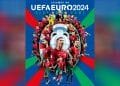 Poster che celebra la qualificazione del Nazionale di calcio del Portogallo a UEFA EURO 2024. Raffigura diversi calciatori portoghesi in pose d'azione, incentrati attorno al trofeo. Lo sfondo è costituito da raggi verdi, rossi e blu provenienti dal centro.