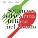 Manifesto della Settimana della Cucina Italiana nel Mondo in Portogallo raffigurante una forchetta verde e un cucchiaio rosso incrociati sullo sfondo, con i loghi di entità italiane in alto, tra cui l'Agenzia per il Commercio Estero e il Ministero degli Affari Esteri e della Cooperazione Internazionale.