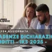 Una donna e un uomo sono seduti a un tavolo, mentre esaminano le scadenze dei documenti da dichiarare in IRS in Portogallo con un computer portatile davanti a loro. La sovrapposizione di testo in italiano annuncia SCADENZE IRS PORTOGALLO - DICHIARAZIONE REDDITI 2025, insieme al logo "LEGGO ALGARVE.