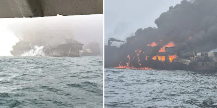 Le immagini delle due navi coinvolte nella collisione nel Regno Unito