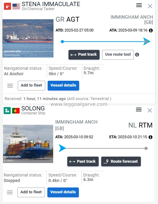 Scheda tecnica delle due navi coinvolte nella collisione nel Regno Unito