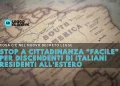Una mappa del Sud America presenta un testo italiano che discute i nuovi decreti legali sulla cittadinanza italiana per residenti all' estero. Il testo evidenzia la fine della cittadinanza "facile" per i discendenti di italiani residenti all'estero. Un logo è nell'angolo in alto a sinistra.