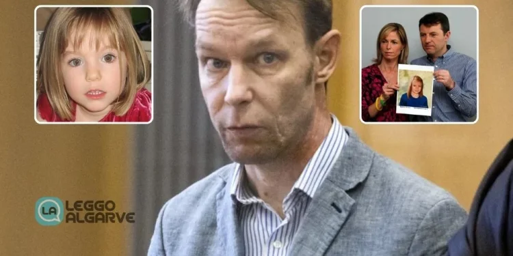Un collage di foto con Maddie McCann e Christian Brueckner su ciu si concentrano le indagini. In un altro riquadro i Kate e Gerry McCann mostrano la foto della figlia e il logo di Leggo Algarve.