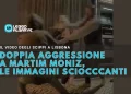 Un frame degli scippi in piazza Martim Moniz a Lisbona, con una scritta in italiano: "doppia aggressione a Martim Moniz, le immagini scioccanti".