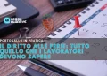La sovrapposizione di testo italiano spiega il diritto alle ferie secondo il codice del lavoro in Portogallo. Primo piano di un calendario con una puntina rossa che segna una data, una penna e un taccuino nelle vicinanze.