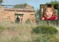 Un rudere in un terreno in Portogallo dove si stanno concentrando le ricerche della bambina Maddie McCann nel riquadro.