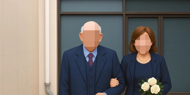 Immagine generata traendo spunto dall'originale con la ricostruzione del padre che sposa la figlia per la pensione.