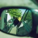 Lo specchietto laterale di un'auto riflette l'immagine di un erogatore verde inserito nel serbatoio di una stazione di servizio, evidenziando in modo sottile la crisi energetica del Portogallo, con alberi e un altro veicolo visibili sullo sfondo.